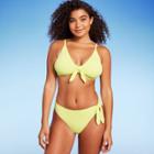 Women's Tie-front Pique Textured Bralette Bikini Top - Wild Fable Light Yellow D/dd Cup