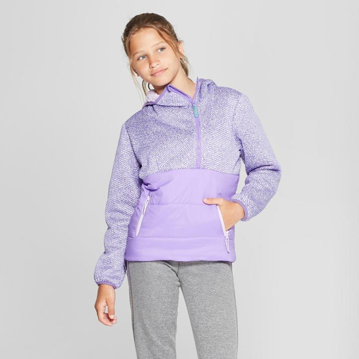 Girls' Half Zip Puffer Jacket - C9 Champion Purple