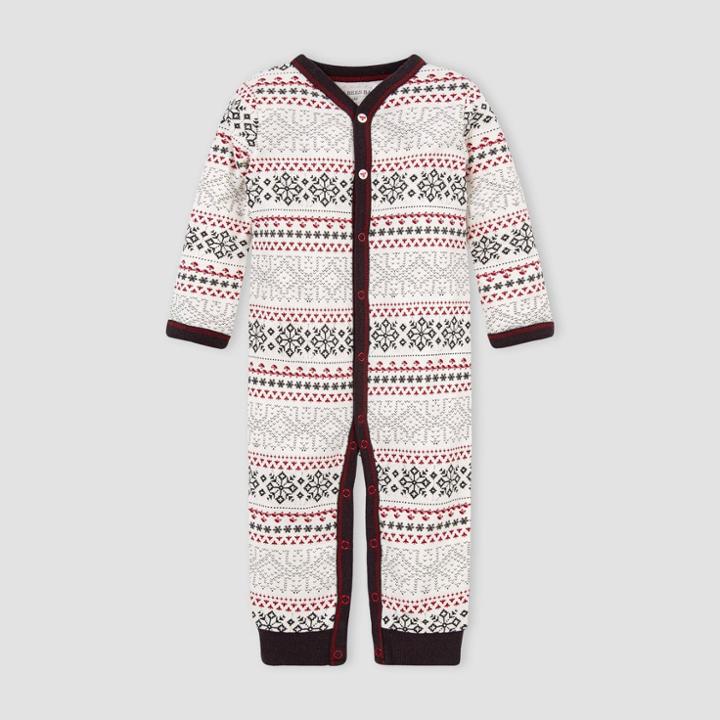 Burt's Bees Baby Baby Girls' Organic Cotton Snowy Fair Isle Jumpsuit - White