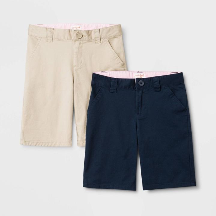 Girls' 2pk Uniform Chino Shorts - Cat & Jack Beige