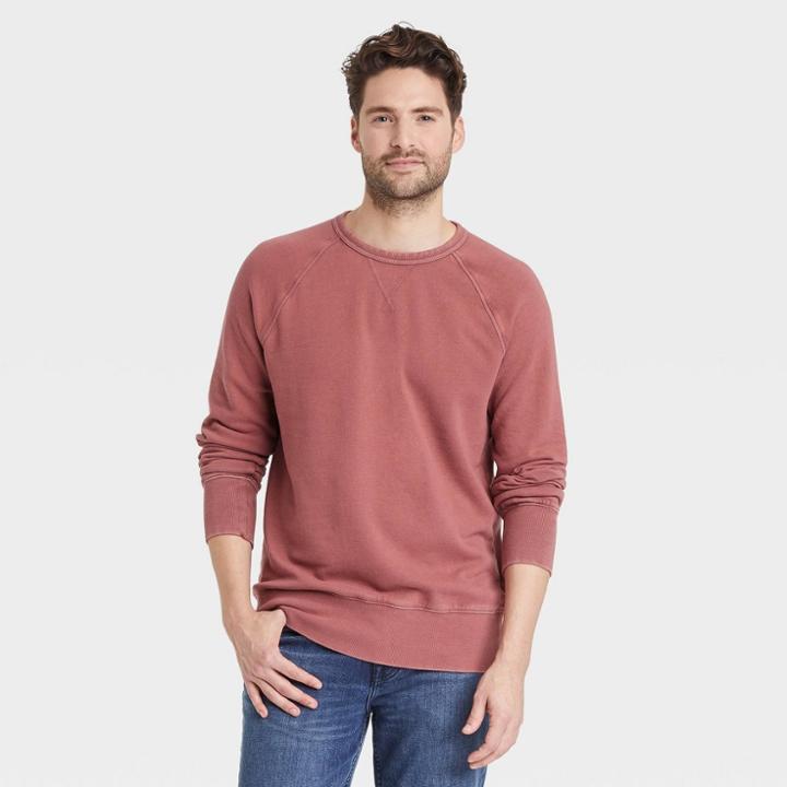 Men's Standard Fit Crewneck Sweatshirt - Goodfellow & Co Peach