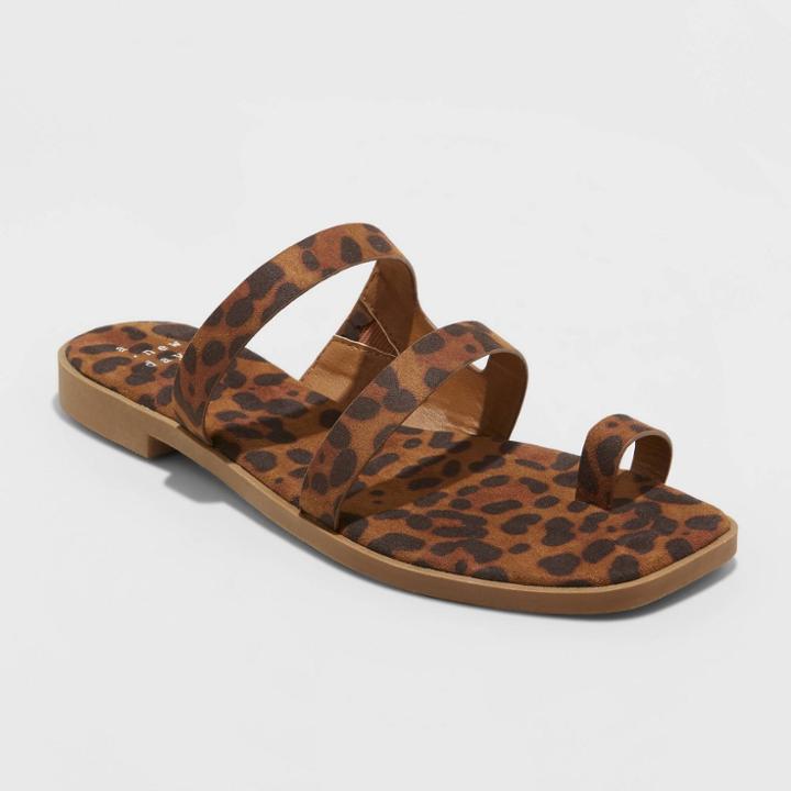 Women's Marilyn Leopard Spot Slide Sandals - A New Day Brown