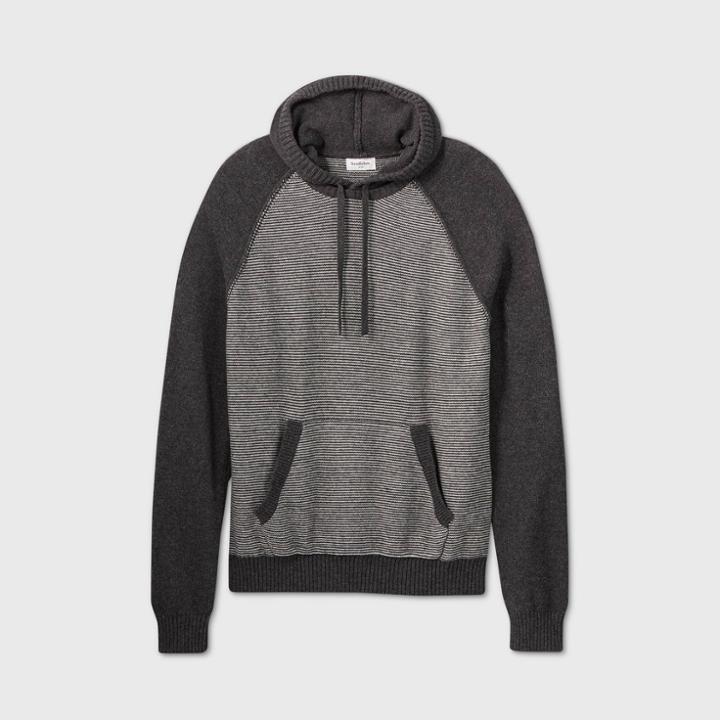 Men's Tall Striped Regular Fit Hooded Sweater - Goodfellow & Co Gray