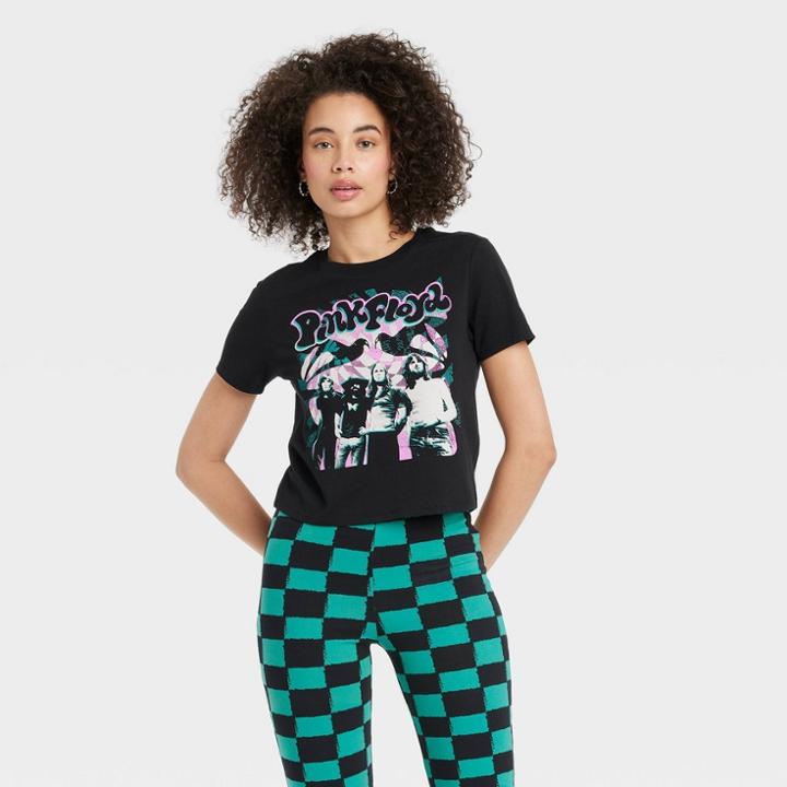 Women's Pink Floyd Short Sleeve Graphic Skimmer T-shirt - Black