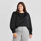 Women's Plus Size Long Sleeve Blouse - A New Day Black