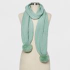 Women's Ribbed Poms Scarf - A New Day Green