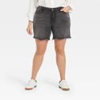 Women's Plus Size High-rise Bermuda Jean Shorts - Ava & Viv Charcoal Gray