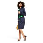 Women's Long Sleeve Front Button-down Trench Coat - 3.1 Phillip Lim For Target Navy/green Xs, Women's, Blue