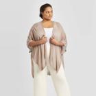 Women's Plus Size Weight Open Knit Ruana - A New Day Brown One Size, Women's