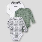 Lamaze Baby Boys' 3pk Organic Geometric Long Sleeve Bodysuit - Forest Green Newborn
