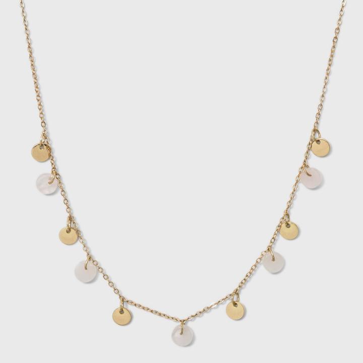 Semi Precious Short Delicate Charm Disc Necklace - Universal Thread