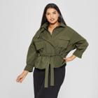 Women's Plus Size Deconstructed Army Jacket - Who What Wear Olive