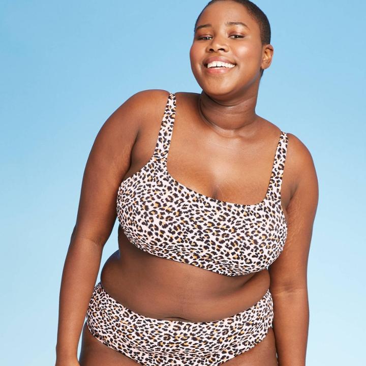Women's Plus Size Bikini Swim Top - Xhilaration Animal Print 16w, Women's, Beige