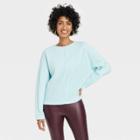 Women's Long Sleeve Boat Neck Ottoman Top - A New Day Blue