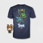 Kids' Marvel 'loki Vs Thor' Short Sleeve T-shirt With Mini Funko Pop! - Blue