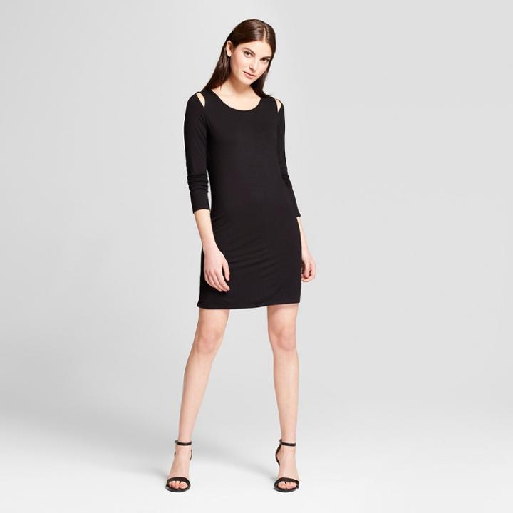 Women's Cold Shoulder Knit Dress - Vanity Room Black