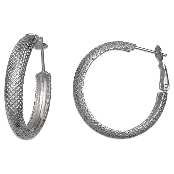 Target Textured Hoop Earrings In Sterling