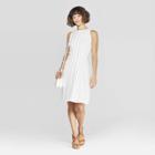 Women's Striped Sleeveless Crewneck Linen Dress - A New Day White/black