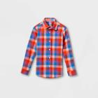 Boys' Woven Long Sleeve Button-down Shirt - Cat & Jack Red/blue