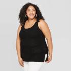 Women's Plus Size Sleeveless U-neck Sweater Tank Top - Universal Thread Black