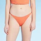 Women's Textured High Leg Scoop Bikini Bottom - Xhilaration Orange L, Women's,