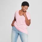 Women's Plus Size V-neck Short Sleeve T-shirt - Ava & Viv Pale Pink