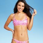 Juniors' Bralette Bikini Top - Xhilaration Pink Abstract Print