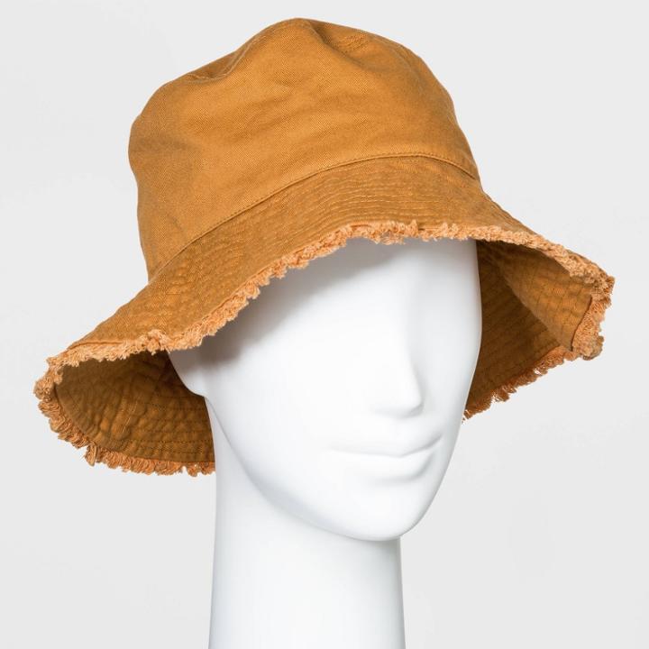 Women's Canvas Bucket With Fringe Hats - Universal Thread Brown One Size, Women's
