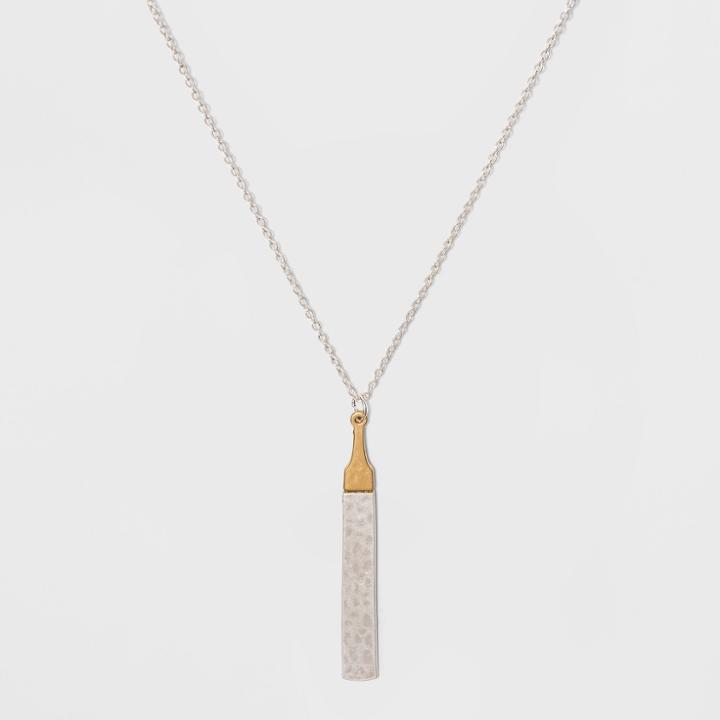 Target Textured Metal Bar Long Pendant Necklace - Universal Thread,