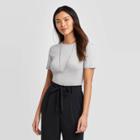 Women's Short Sleeve Crewneck Fitted T-shirt - A New Day Light Heather Gray Xs, Women's, Light Grey Gray