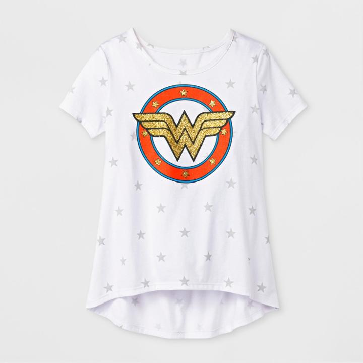 Girls' Dc Comics Wonder Woman Vintage Short Sleeve T-shirt - White