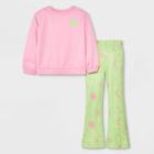 Girls' Pullover And Flared Pants Printed Pajama Set - Art Class Pink