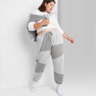 Women's Plus Size High-rise Vintage Jogger Sweatpants - Wild Fable Gray Patchwork