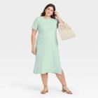 Women's Plus Size Short Sleeve Rib Knit T-shirt Dress - A New Day