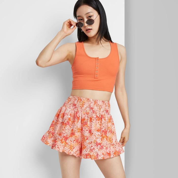 Women's Fashion Shorts - Wild Fable Coral Floral Xs, Pink Floral