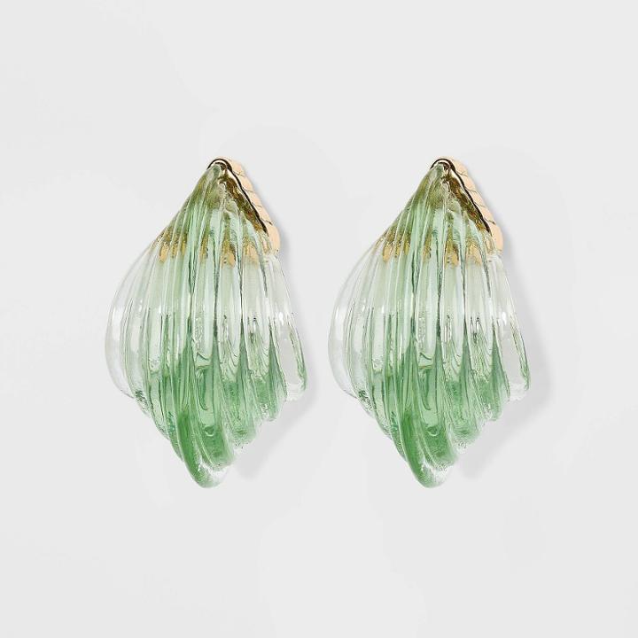 Ridged Hoop Earrings - A New Day Green