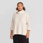 Women's Plus Size Turtleneck 3/4 Sleeve Pullover Sweaters - Prologue Cream 3x, Women's, Size: