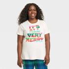 Women's Holiday Very Merry Matching Family Pajama T-shirt - Wondershop Cream