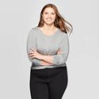 Women's Plus Size Long Sleeve Crewneck T-shirt - Ava & Viv Medium Gray Heather 4x, Size: 4xl, Medium Gray Grey