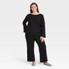 Women's Plus Size Bell Long Sleeve Boat Neck T-shirt - Who What Wear Black