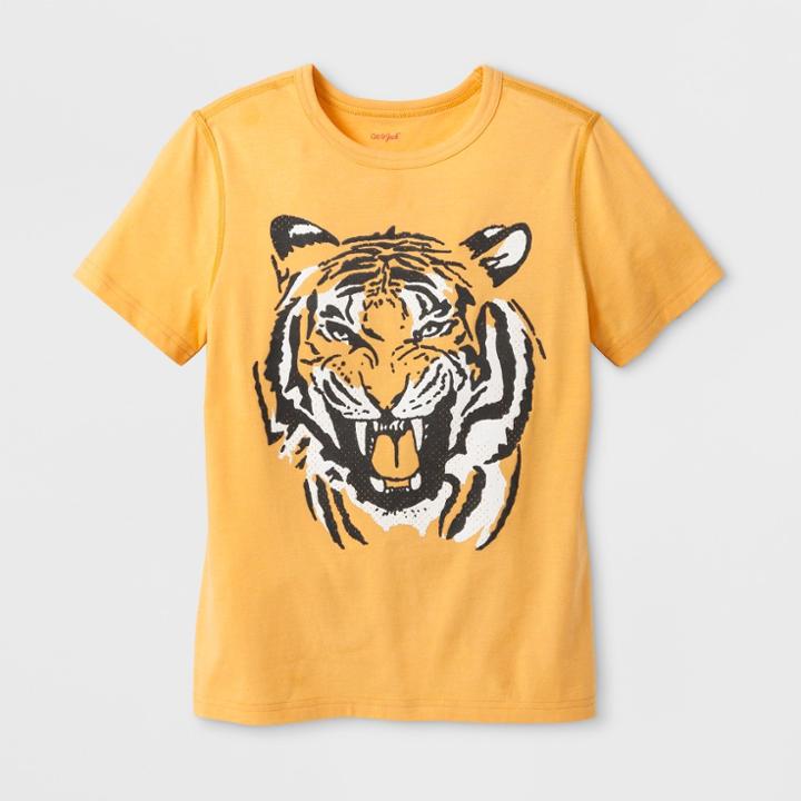 Boys' Adaptive Short Sleeve Tiger Graphic T-shirt - Cat & Jack Light Orange