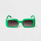 Women's Plastic Rectangle Sunglasses - A New Day Green