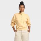 Women's Henley Neck Fleece Sweatshirt - Universal Thread Yellow