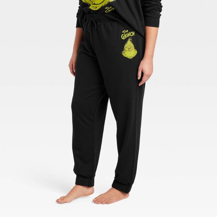 Adult The Grinch Plus Size Graphic Jogger Pants - Black