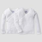 Gerber Baby's Organic Cotton 2pk Organic Long Sleeve Side Snap Shirt With Mitten Cuff - White