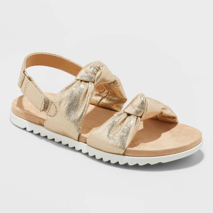 Girls' Elena Metallic Footbed Sandals - Cat & Jack Gold