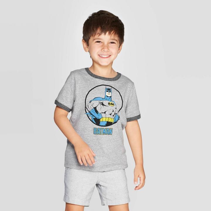Petitetoddler Boys' Dc Comics Batman Short Sleeve T-shirt - Gray
