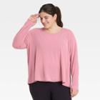 Women's Plus Size Long Sleeve Keyhole Back T-shirt - All In Motion Rose