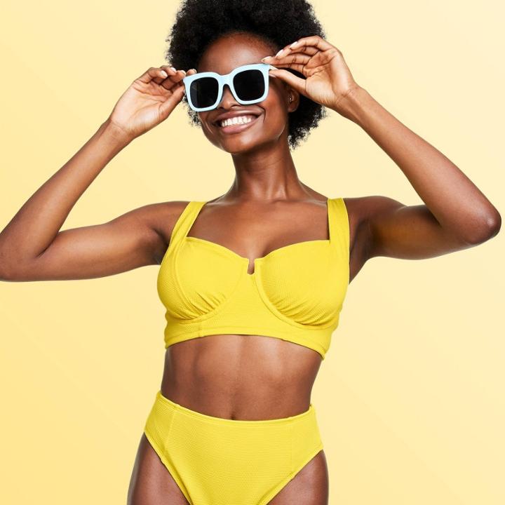 Women's Underwire Textured Bikini Top - Stoney Clover Lane X Target Yellow D/dd Cup