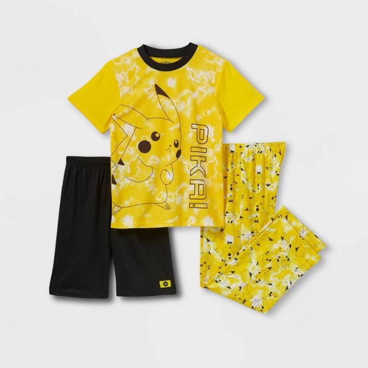 Pokemon Boys' Pokmon Pikachu 3pc Pajama Set - Yellow